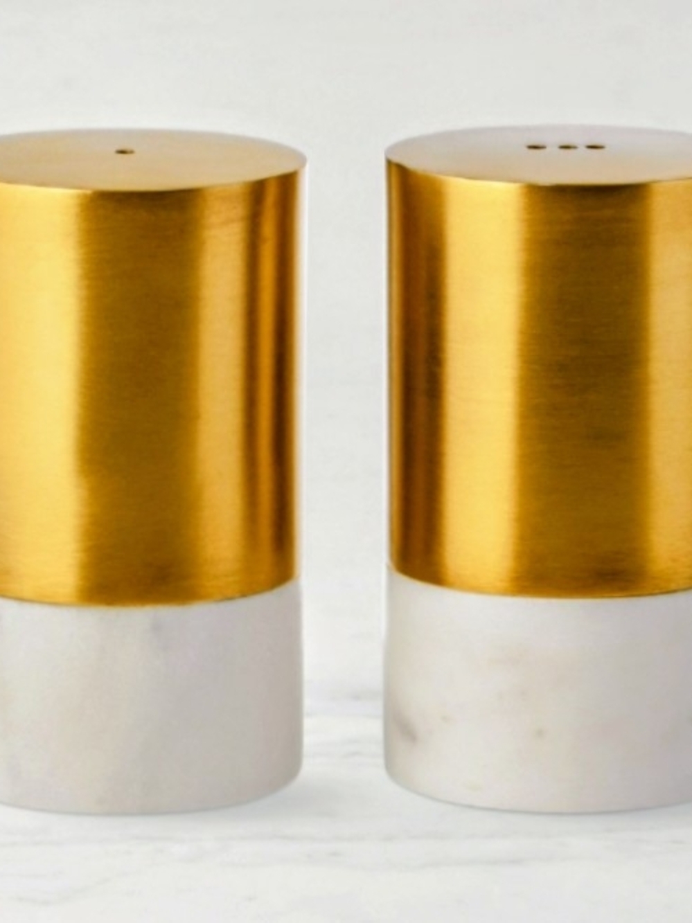 Gold & White Marble Salt and Pepper Set - Modern Table Accent